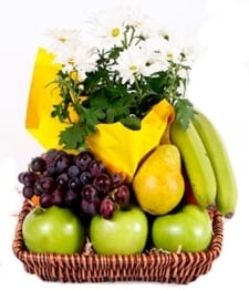 Panier Cadeau Fruits & Fleurs