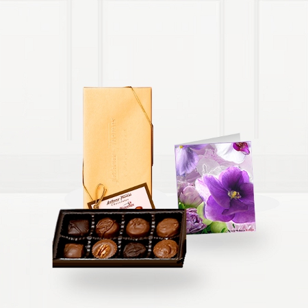 Chocolats haut de gamme avec carte de voeux