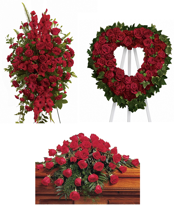 'Rose fidèles' paquet de fleurs funérailles
