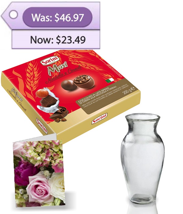 Large Chocolates, Vase & Card